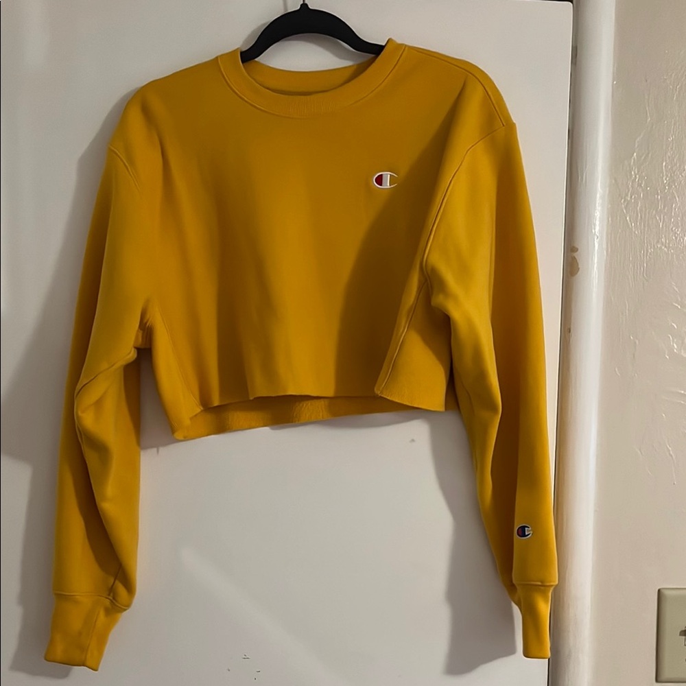 Champion Gold Long Sleeve Boxy Crop Top